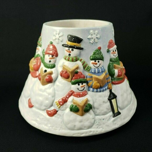 Yankee Candle Large Snowmen‎ Xmas Caroling Singing Bunnies Bird Snowflakes Shade - Picture 1 of 6